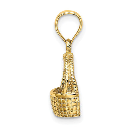 14K Gelbgold 2-D-Flachrücken-Korb-Charm