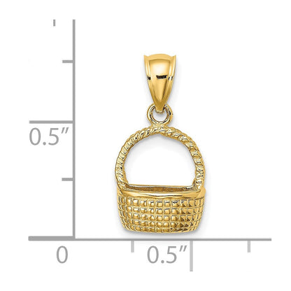 14K Gelbgold 2-D-Flachrücken-Korb-Charm