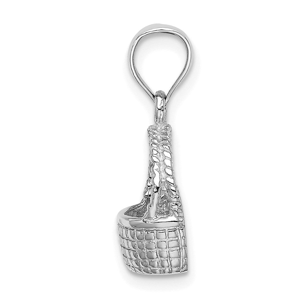 14K Weißgold Charm mit Korbfassung und Flachrücken