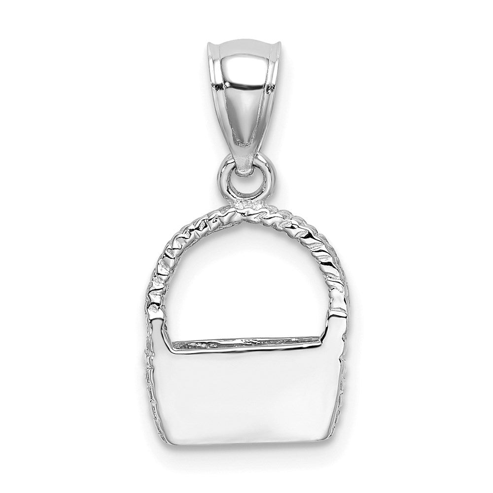 14K Weißgold Charm mit Korbfassung und Flachrücken