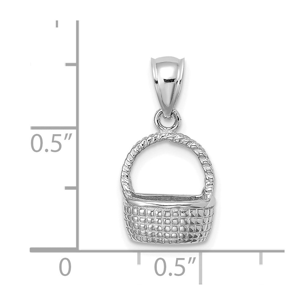 14K Weißgold Charm mit Korbfassung und Flachrücken