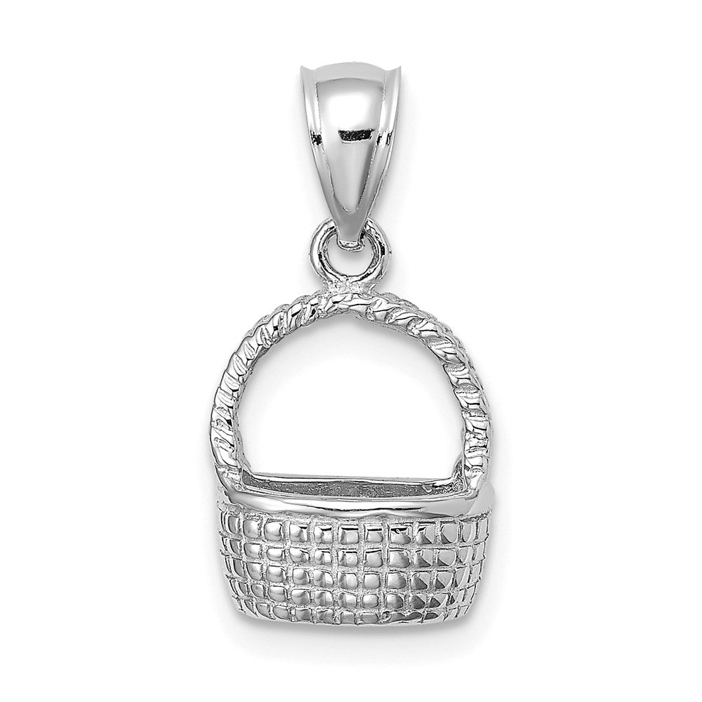 14K Weißgold Charm mit Korbfassung und Flachrücken