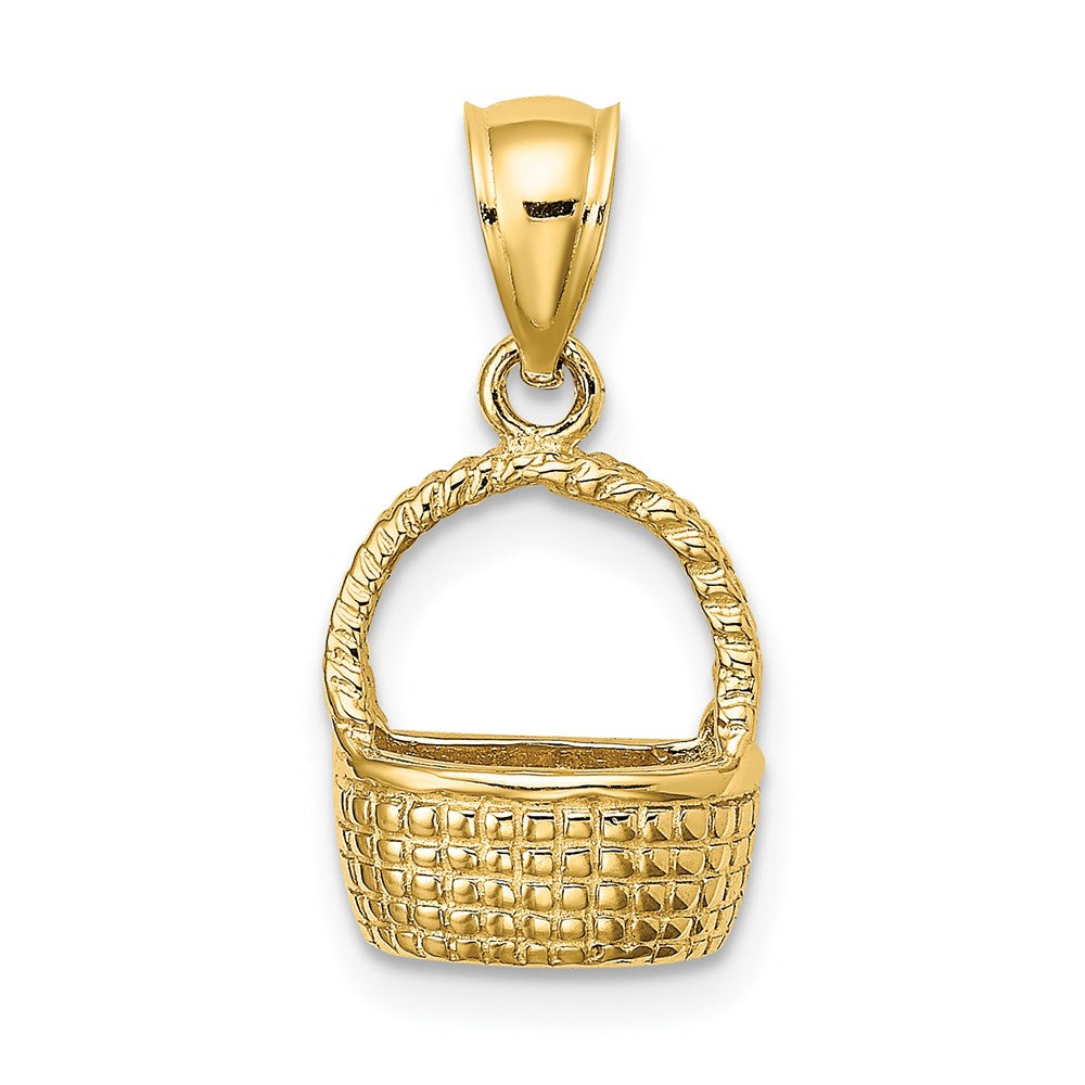 14K Gelbgold 2-D-Flachrücken-Korb-Charm