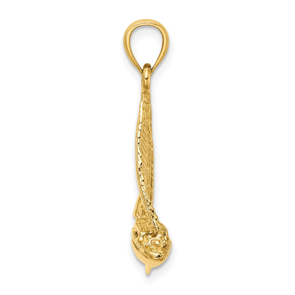 14K Gelbgold 3-D polierter Segelboot-Charm