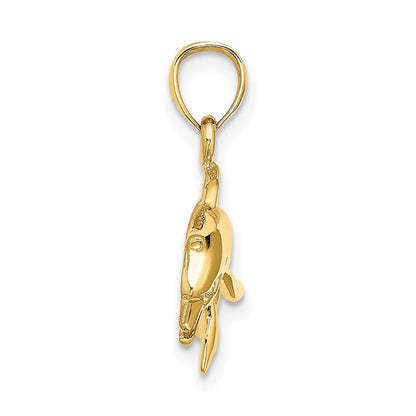 14K Gelbgold Charm "Springender Delfin" strukturiert/poliert