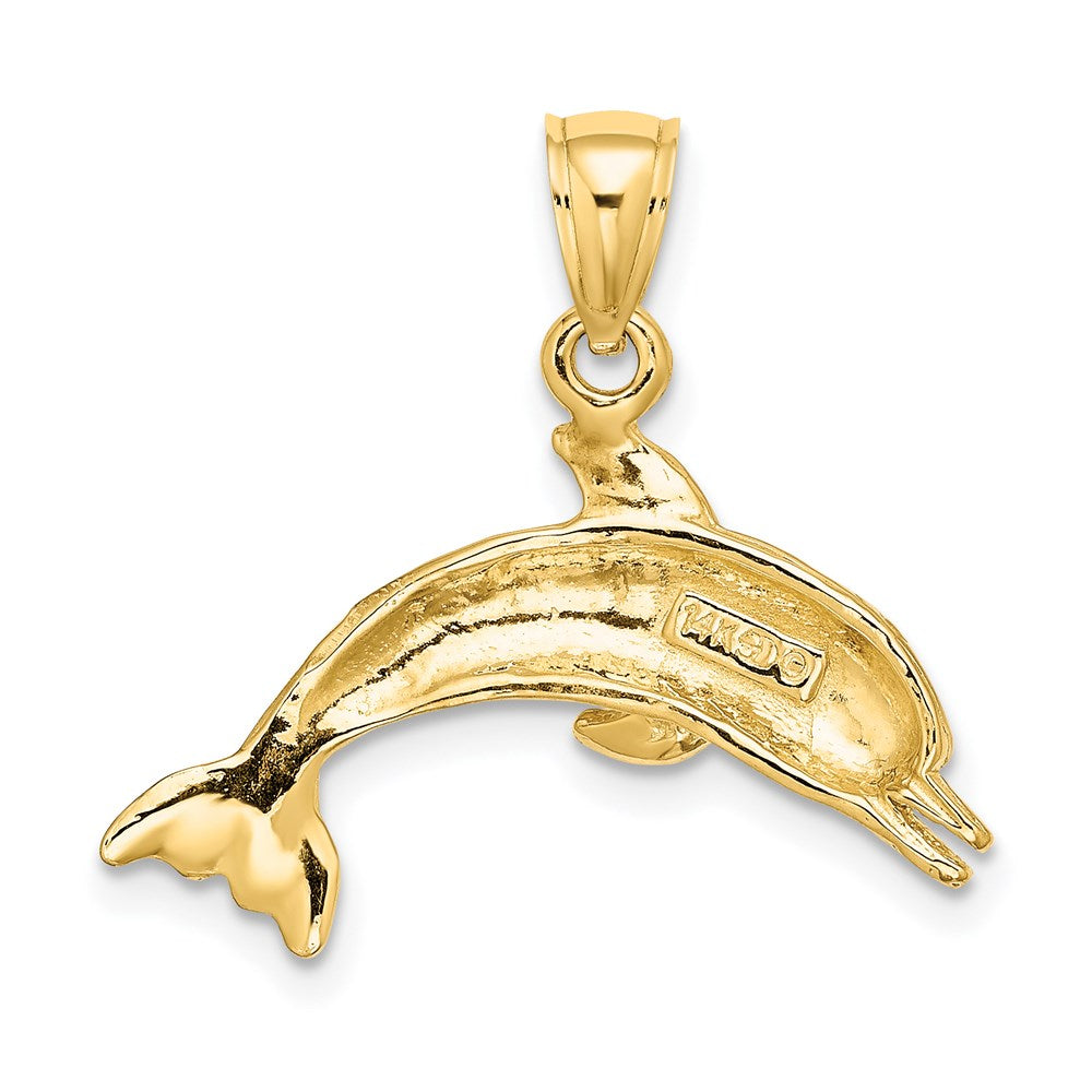 14K Gelbgold Charm "Springender Delfin" strukturiert/poliert