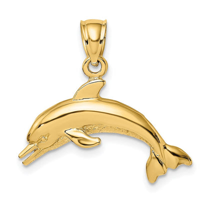 14K Gelbgold Charm "Springender Delfin" strukturiert/poliert