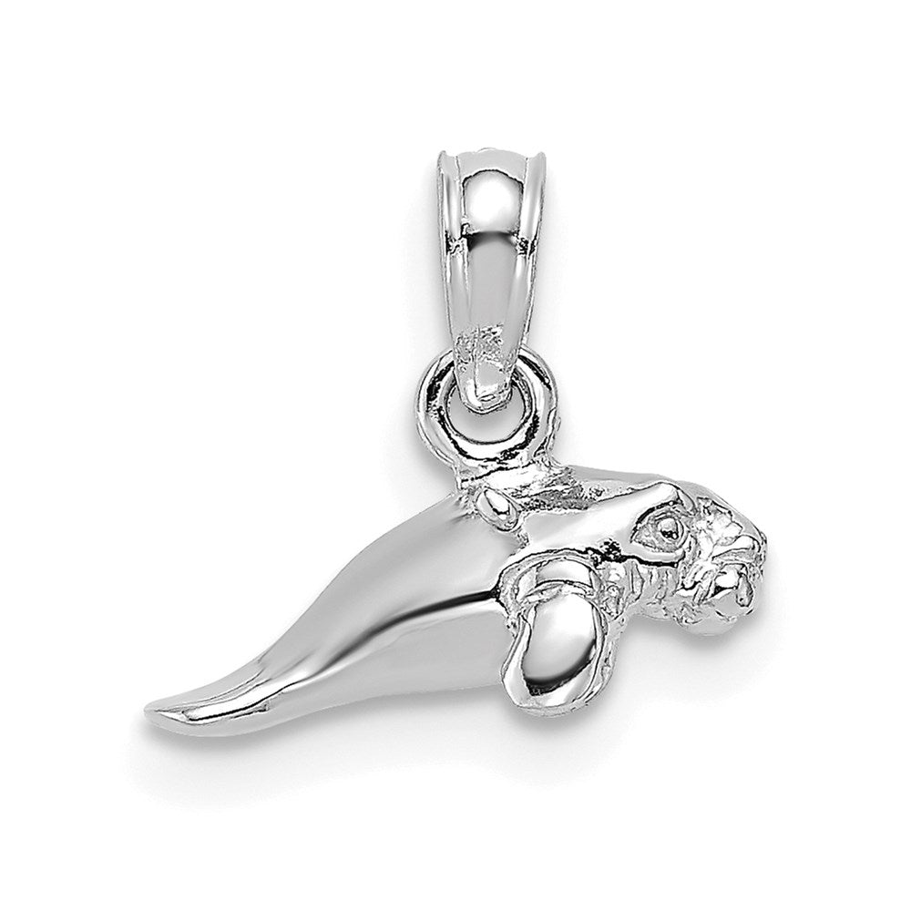 14K Weißgold 3-d Poliert Mini Manatee Charm