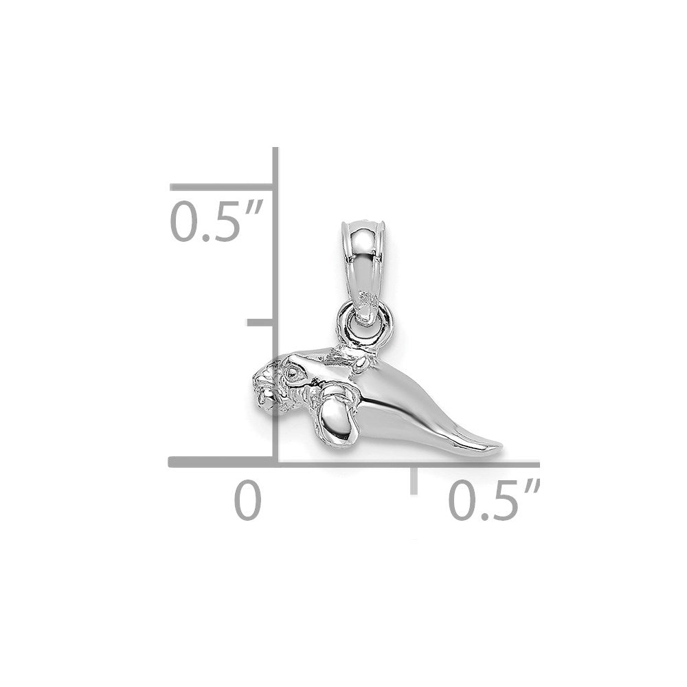 14K Weißgold 3-d Poliert Mini Manatee Charm