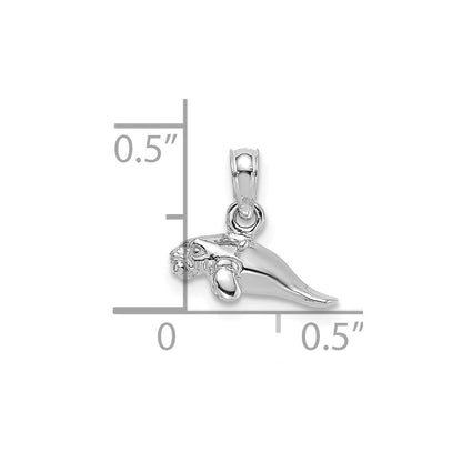 14K Weißgold 3-d Poliert Mini Manatee Charm