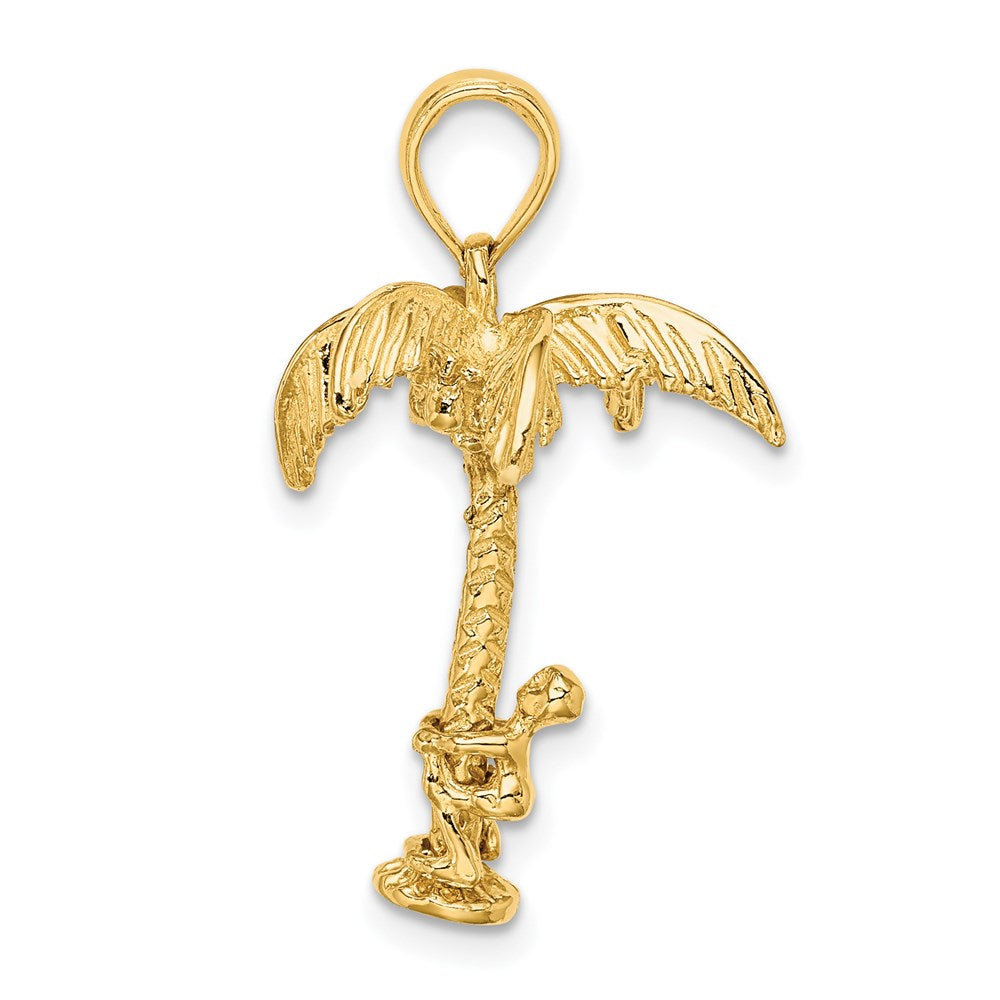 14K Gelbgold 3-D Palme Charm mit beweglichem Mann