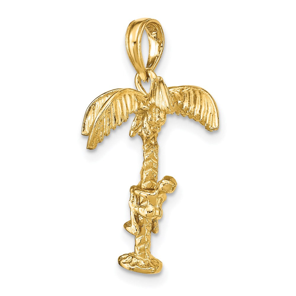 14K Gelbgold 3-D Palme Charm mit beweglichem Mann