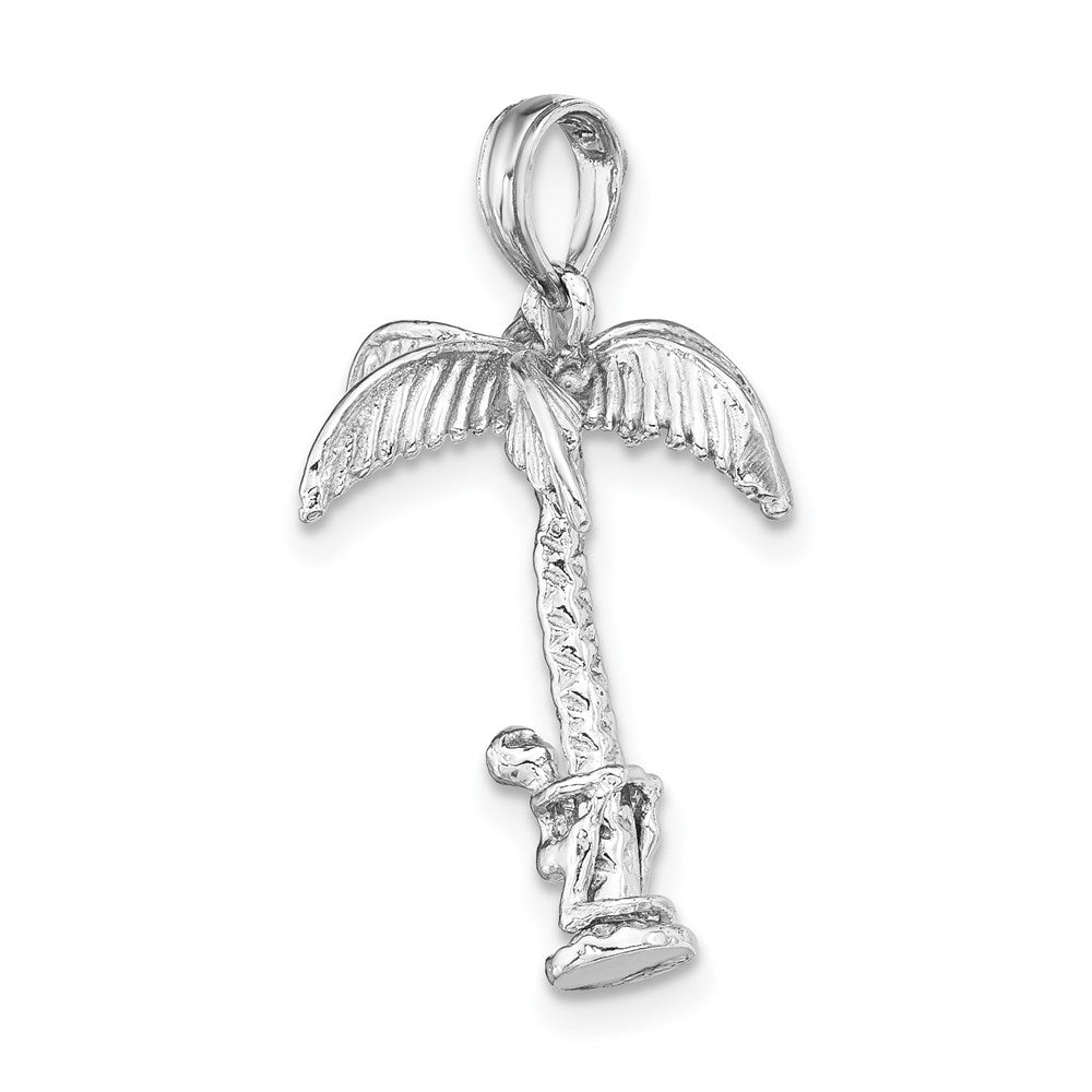14K Weißgold 3-D-Palmen-Charm mit beweglichem Mann