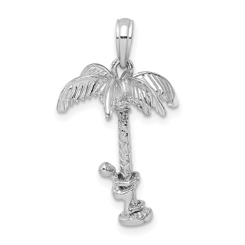 14K Weißgold 3-D-Palmen-Charm mit beweglichem Mann