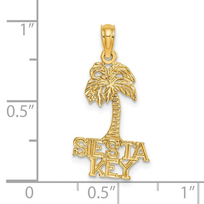 14K Gelbgold Siesta Key Palme Baum Charm