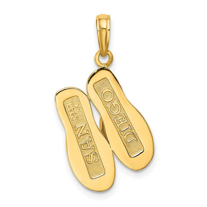 14K Gelbgold großer SAN-DIEGO-Doppel-Flip-Flop-Charm