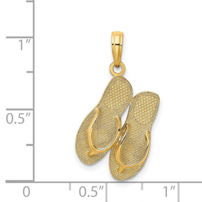 14K Gelbgold großer SAN-DIEGO-Doppel-Flip-Flop-Charm