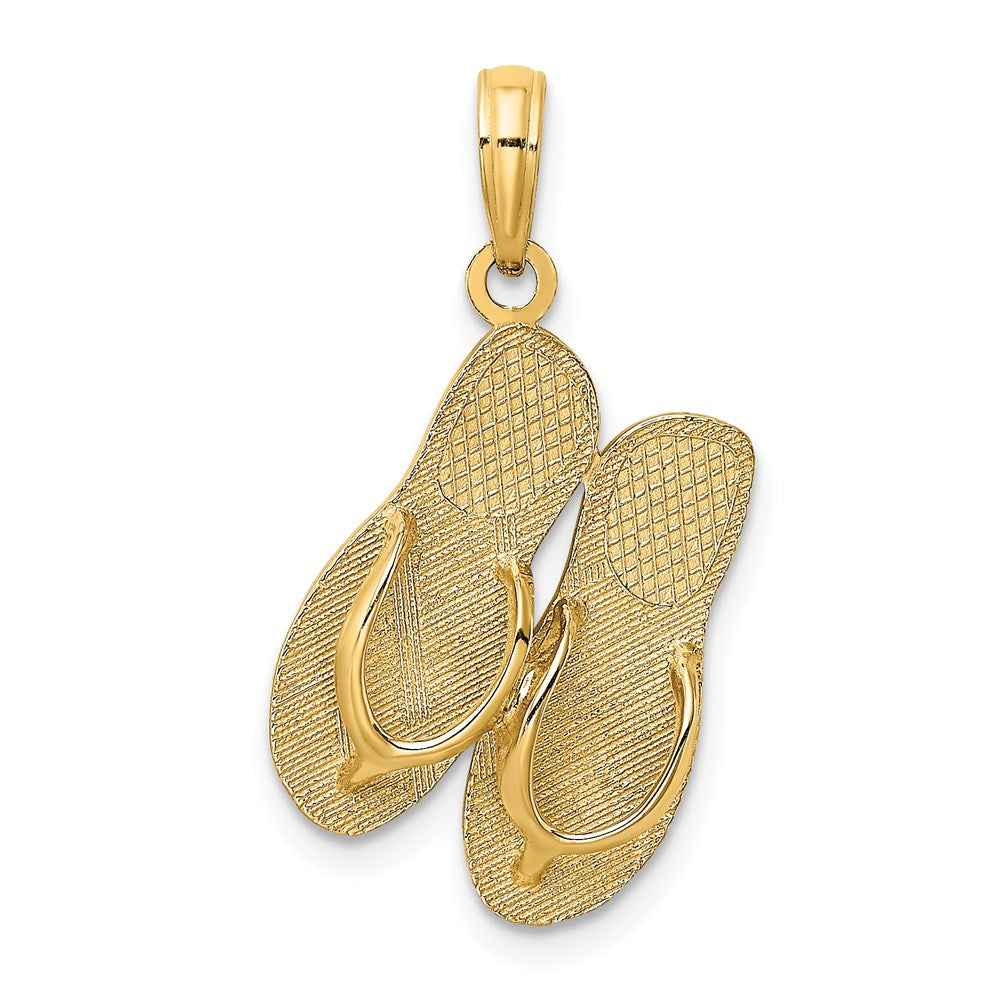 14K Gelbgold großer SAN-DIEGO-Doppel-Flip-Flop-Charm