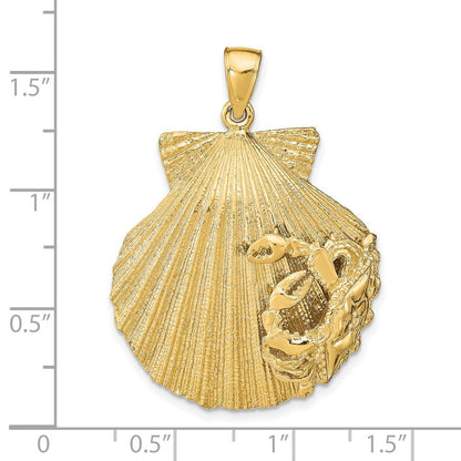 14K Gelbgold Anhänger Muschel mit Krabbe