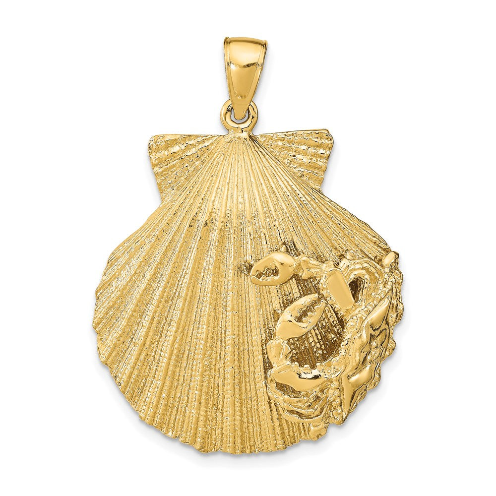 14K Gelbgold Anhänger Muschel mit Krabbe
