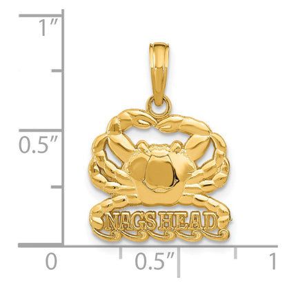 14K Gelbgold Poliert NAGS HEAD Unter Krabbe Charm