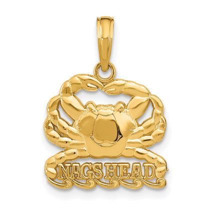 14K Gelbgold Poliert NAGS HEAD Unter Krabbe Charm