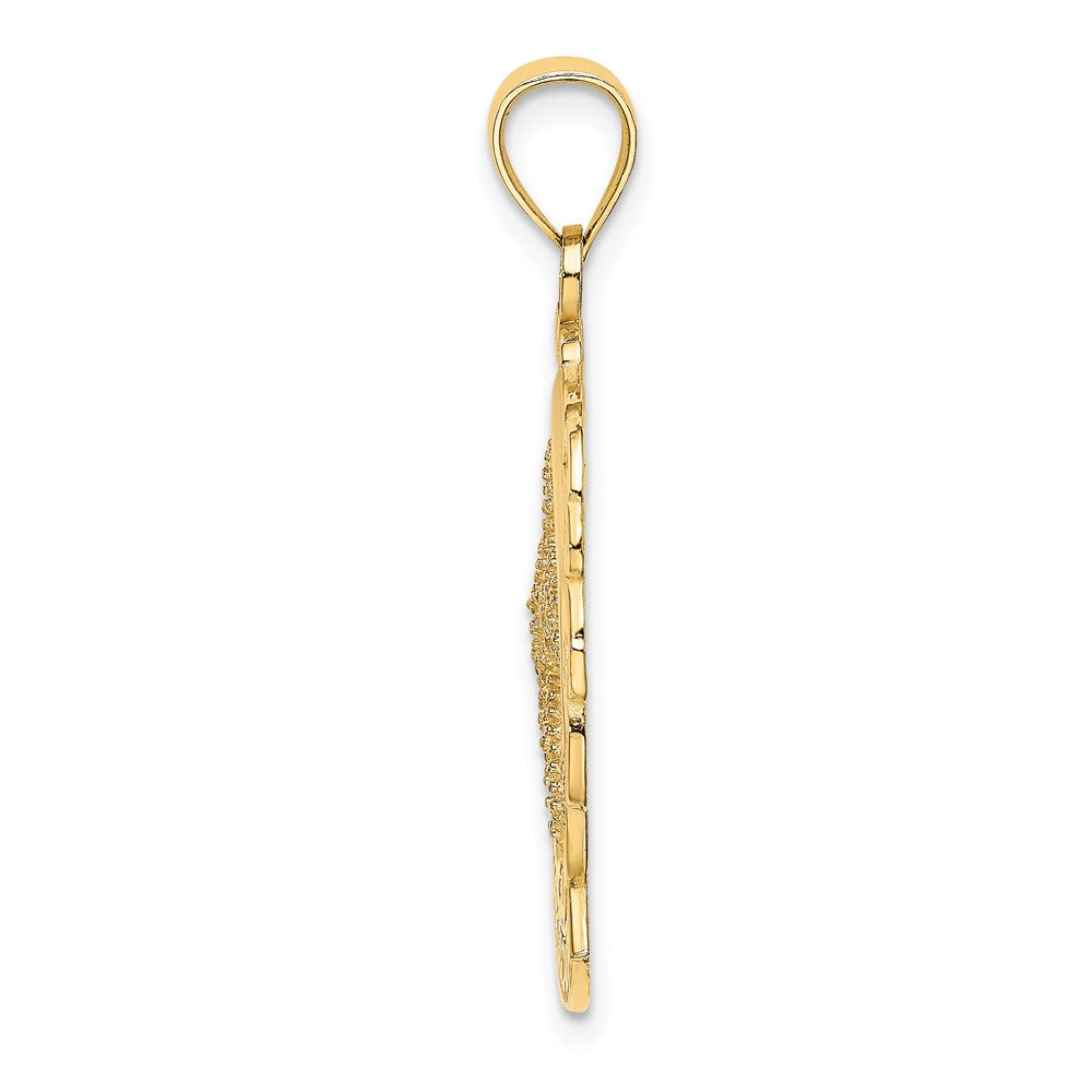14K Gelbgold Charm „TURKS AND CAICOS“ mit Seestern und Delfin in Welle
