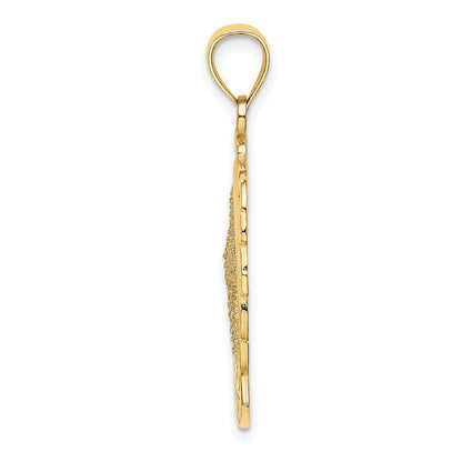 14K Gelbgold Charm „TURKS AND CAICOS“ mit Seestern und Delfin in Welle
