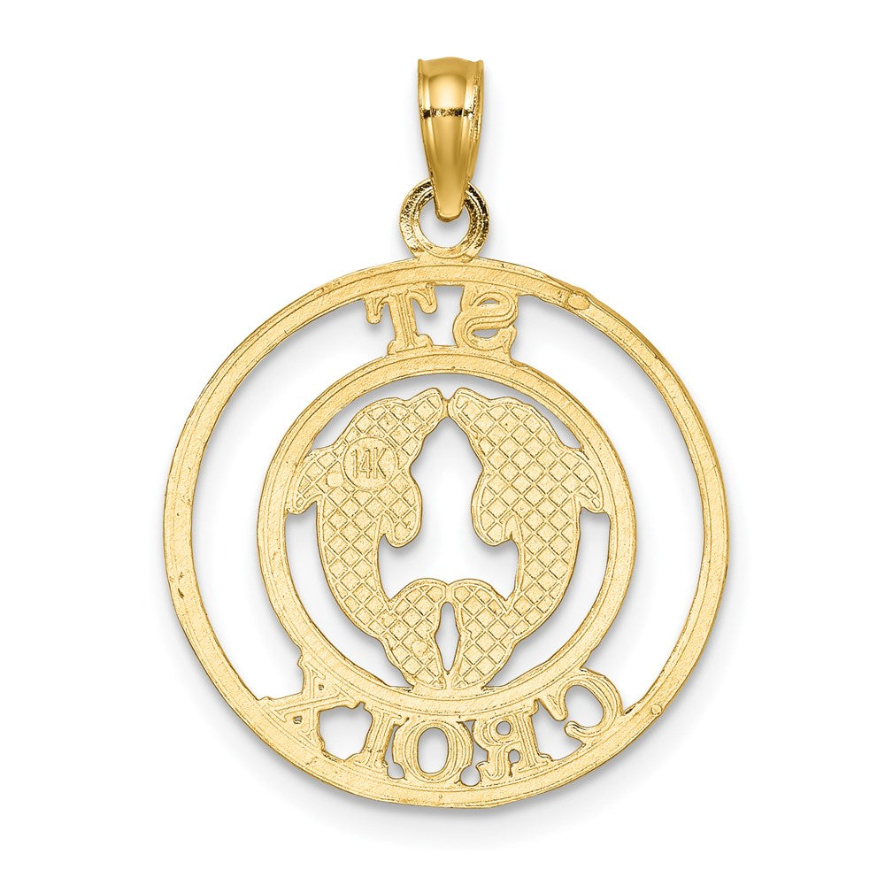 14K Gelbgold St. Croix Charm mit zwei Delfinen im Kreis