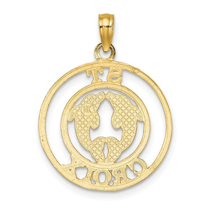 14K Gelbgold St. Croix Charm mit zwei Delfinen im Kreis