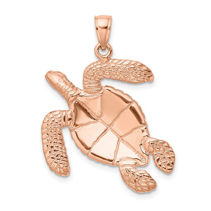 Großer Meeresschildkröten-Charm mit strukturierter Oberfläche aus 14K Roségold