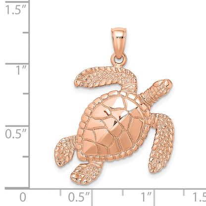 Großer Meeresschildkröten-Charm mit strukturierter Oberfläche aus 14K Roségold