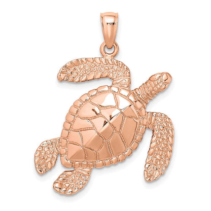 Großer Meeresschildkröten-Charm mit strukturierter Oberfläche aus 14K Roségold