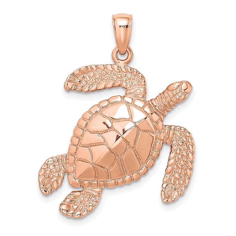Großer Meeresschildkröten-Charm mit strukturierter Oberfläche aus 14K Roségold