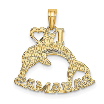 14K Gelbgold ICH LIEBE BAHAMAS Charm mit Delfin