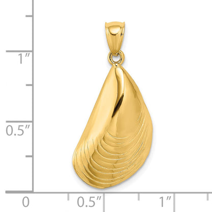 14K Gelbgold Polierter Muschelschale-Charm