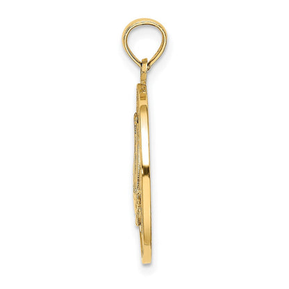 14 Karat Gelbgold Kreis-Charm „TURKS AND CAICOS“ mit Segelboot