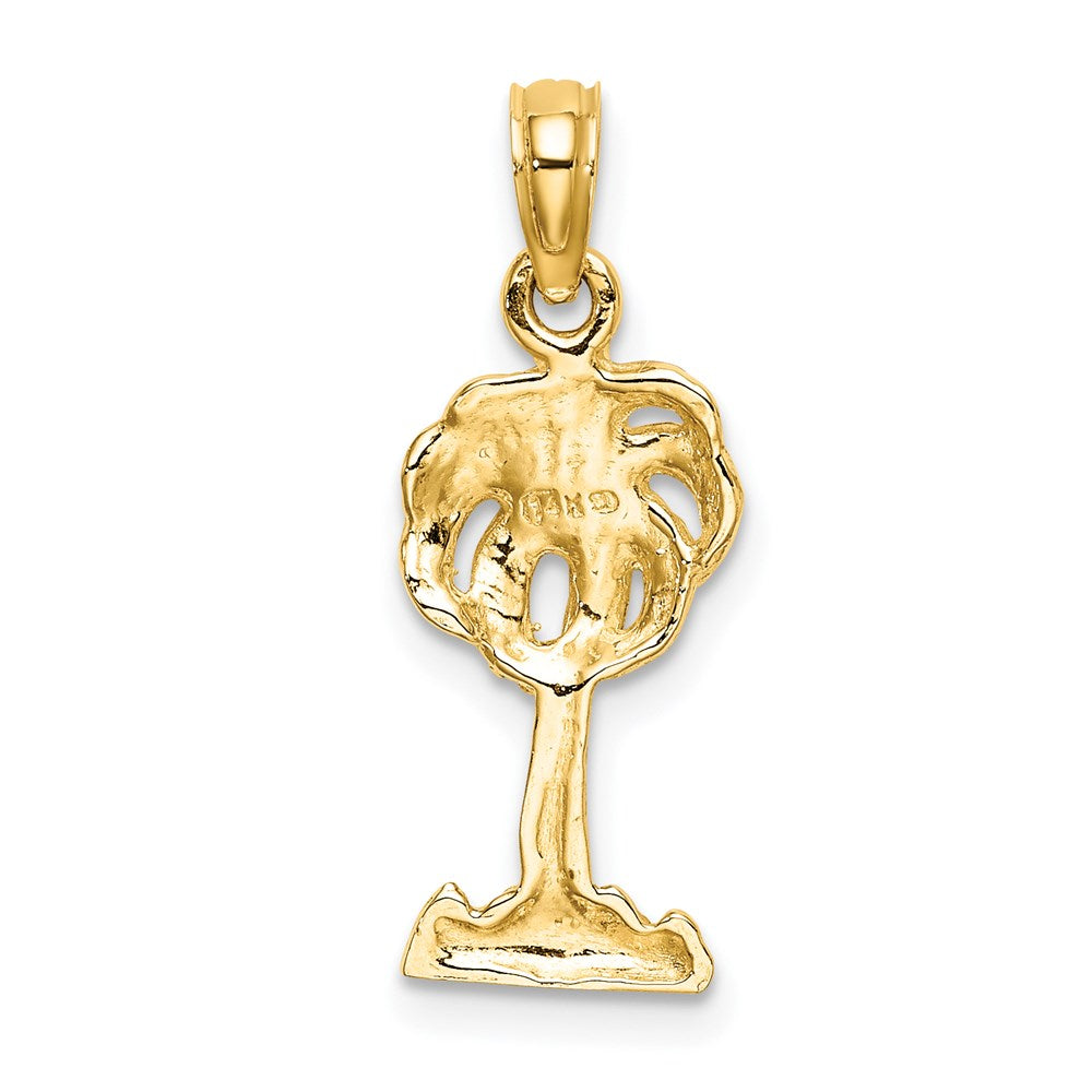 14K Gelbgold 2-d Palme Baum Charm