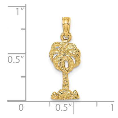 14K Gelbgold 2-d Palme Baum Charm