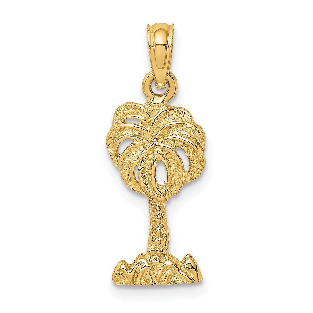 14K Gelbgold 2-d Palme Baum Charm