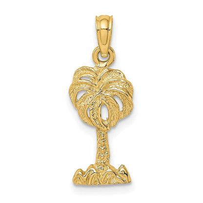 14K Gelbgold 2-d Palme Baum Charm