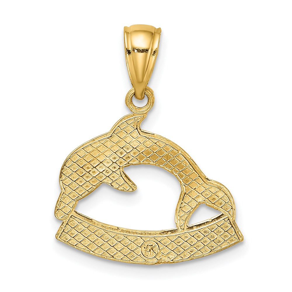 14K Gelbgold 2-D ST. MARTIN unter Delfin Charm