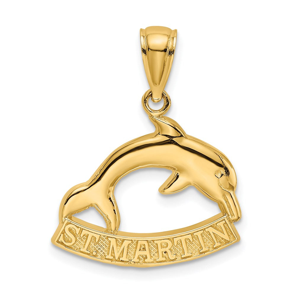 14K Gelbgold 2-D ST. MARTIN unter Delfin Charm