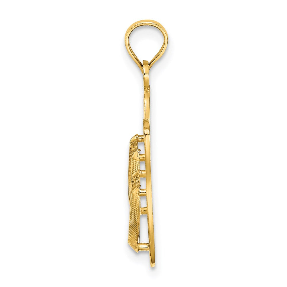 14K Gelbgold 3D Großer KEY WEST Doppel-Flip-Flop-Charm