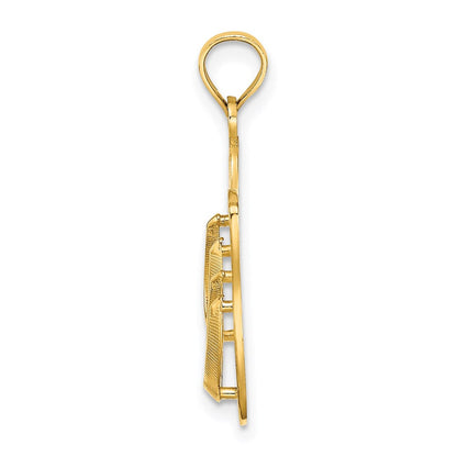 14K Gelbgold 3D Großer KEY WEST Doppel-Flip-Flop-Charm