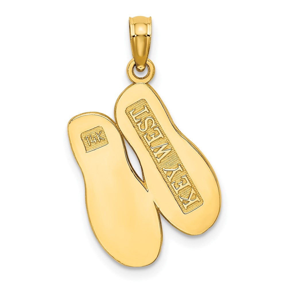14K Gelbgold 3D Großer KEY WEST Doppel-Flip-Flop-Charm