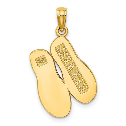 14K Gelbgold 3D Großer KEY WEST Doppel-Flip-Flop-Charm