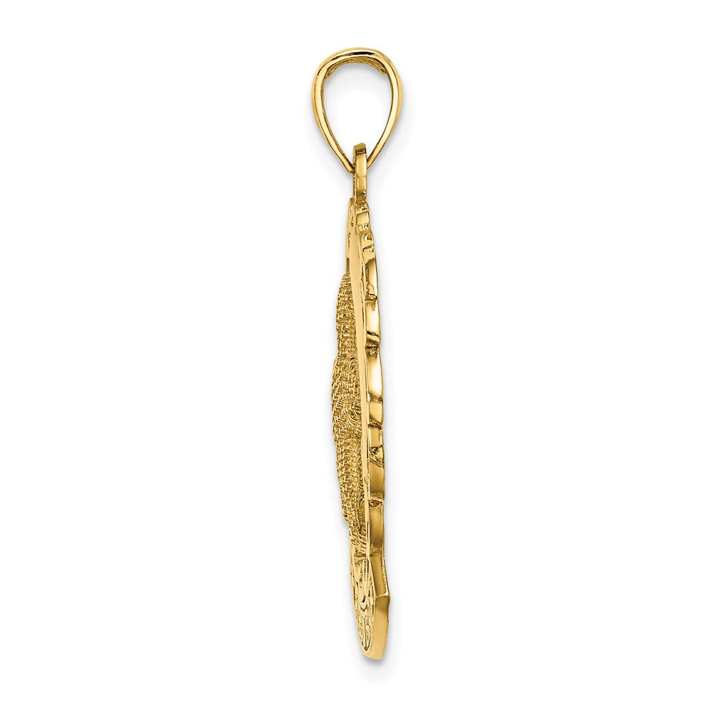 14K Gelbgold ARUBA Charm mit Seestern und Delfin unter Welle