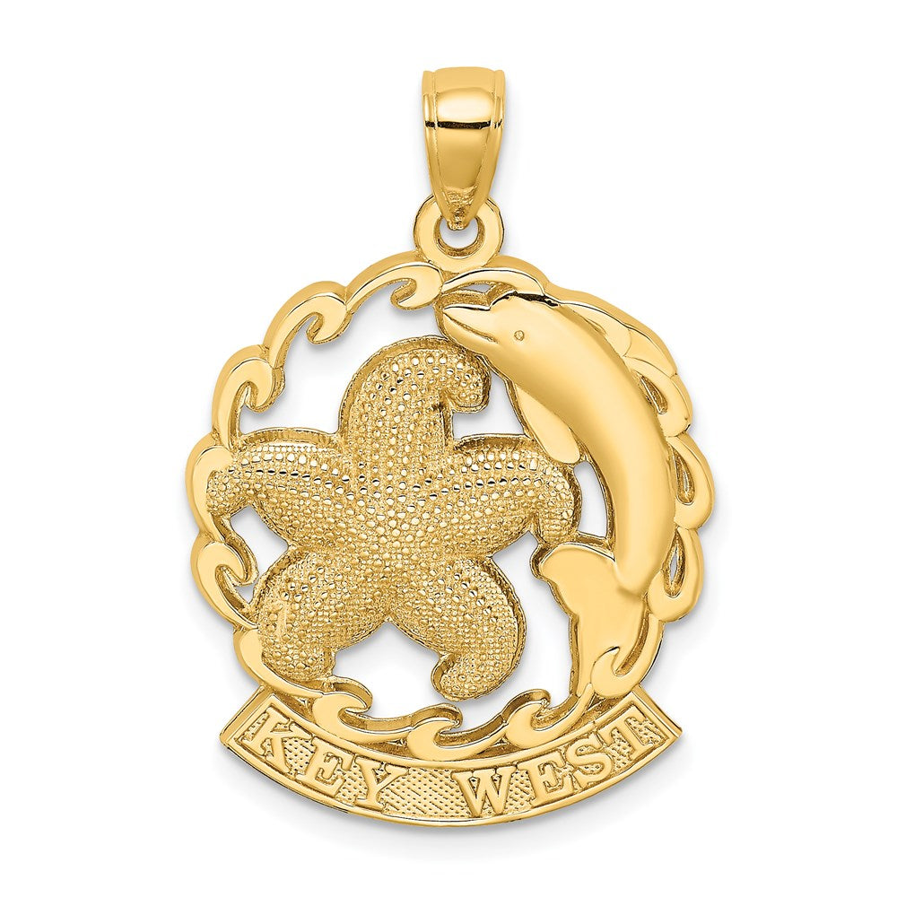 14K Gelbgold KEY WEST Charm mit Seestern und Delfin