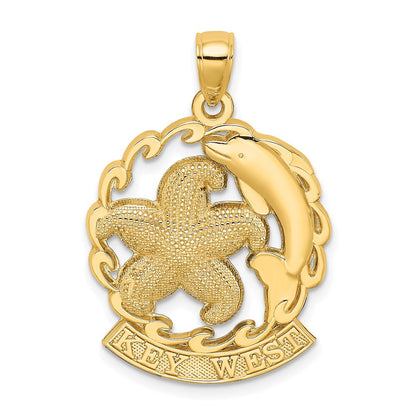 14K Gelbgold KEY WEST Charm mit Seestern und Delfin